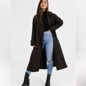 ASOS DESIGN Checkerboard Trench Coat